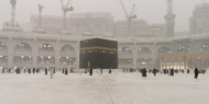 بالصور|| هطول أمطار غزيرة على المسجد الحرام