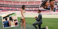 بالفيديو|| نجم أتلتيكو مدريد يطلب يد صديقته للزواج على أرضية الملعب